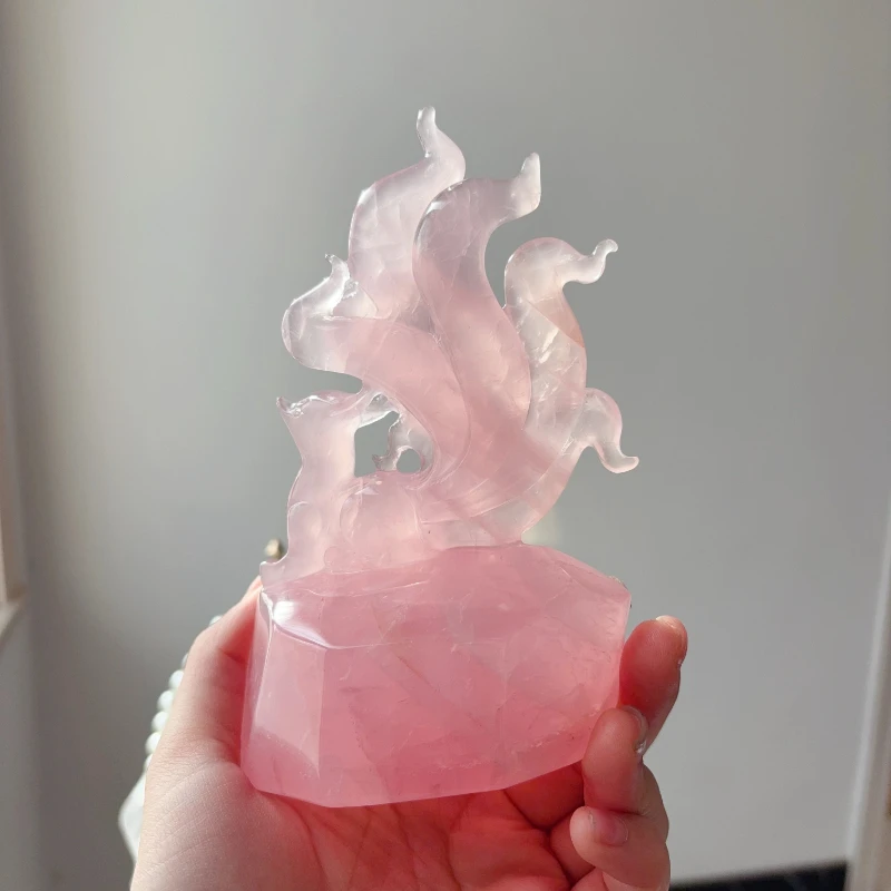Natural powder crystal nine-tailed fox powder crystal fox color powder crystal rough stone