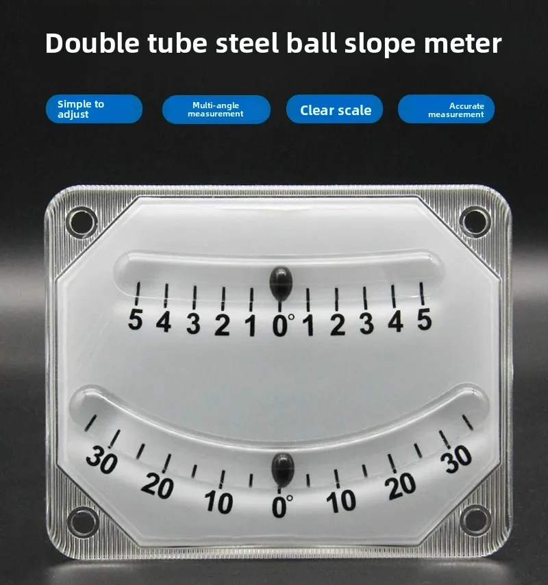 Marine Vehicle Dual-Tube Inclinometer, High Precision Ball-Bearing Angle Gauge for Boats Cars