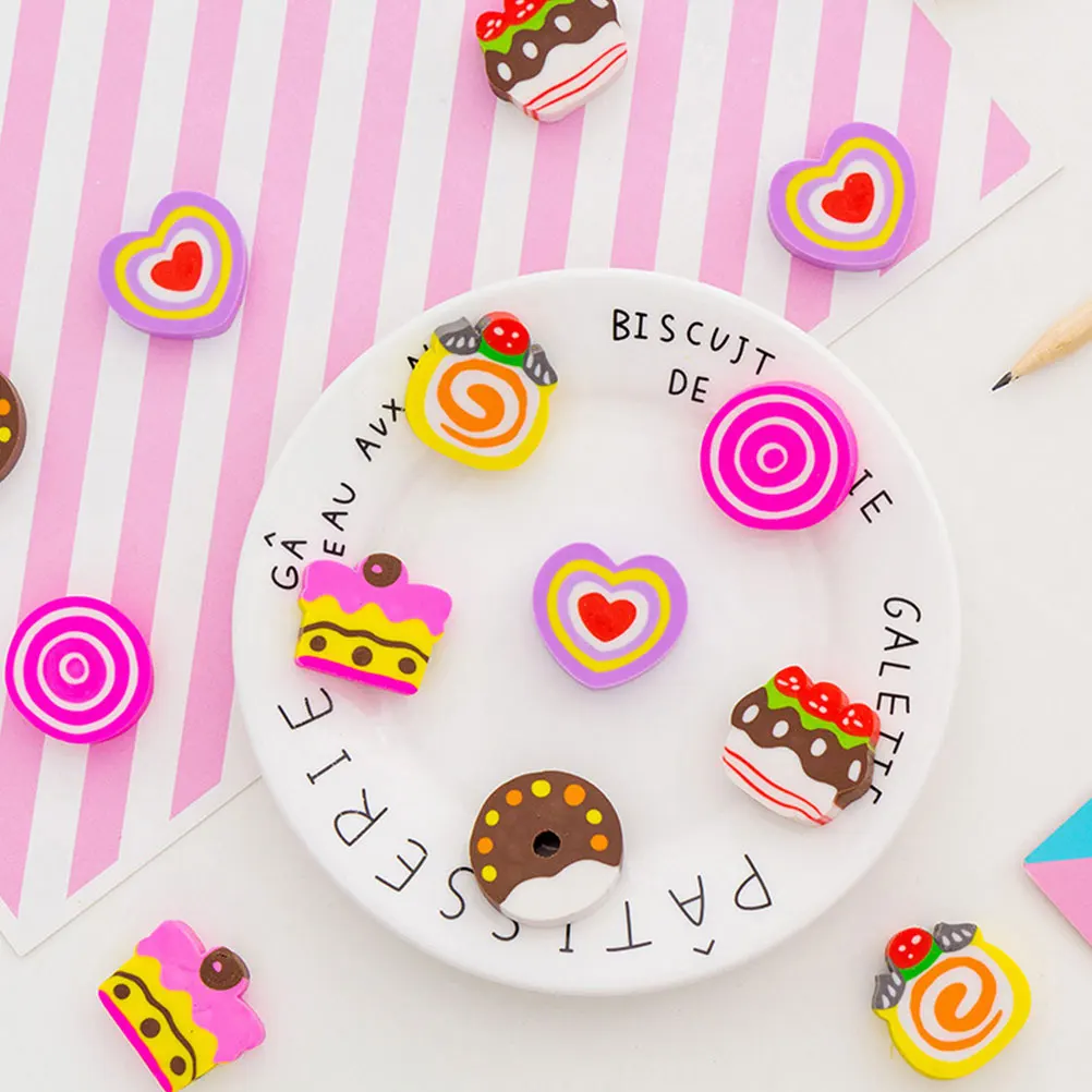 

18 Pcs Cake Donut Shaped Erasers Lovely Dessert Elements Toddlers Children Students Stationery School Supplies Gifts