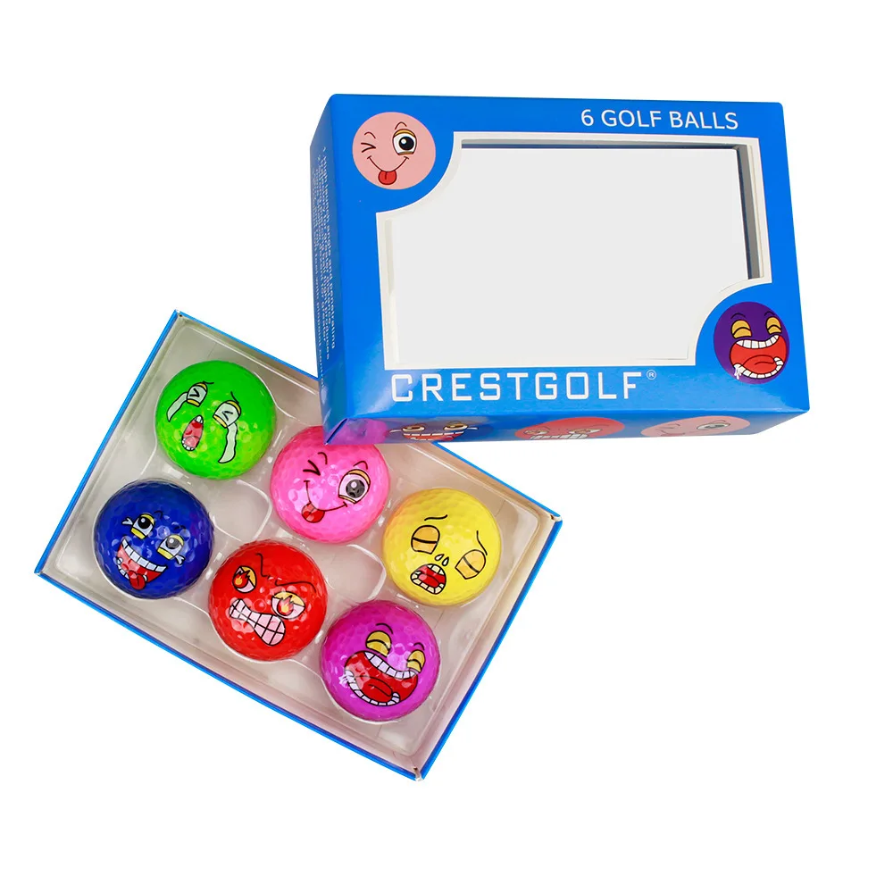 6-حزمة كرات جولف مضحكة ممارسة كرات الجولف الملونة الجدة إكسسوارات الغولف مزدوجة الطبقات المجال 42.6 مللي متر القطر #5
