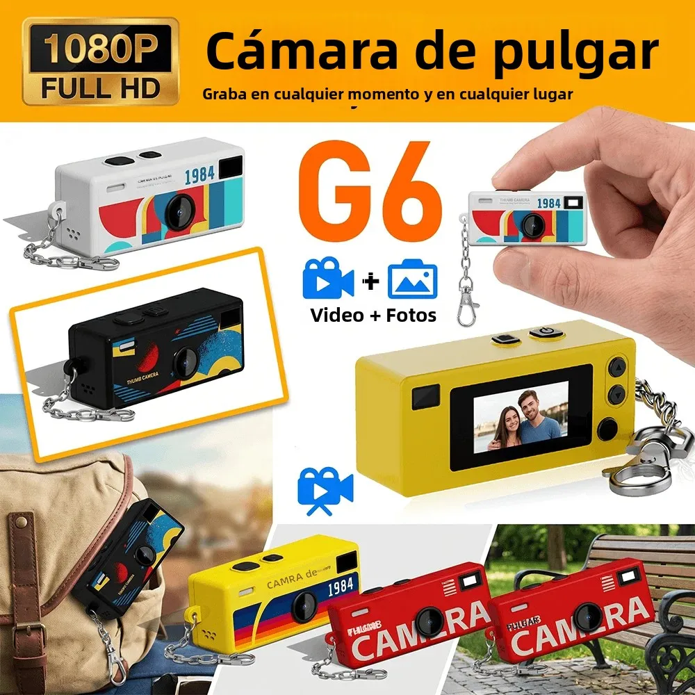 Mini Cámara de Acción con Llavero de 0.96 Pulgadas, Cámara Retro DCC Compatible con Tarjeta de Memoria, Videograbadora Pequeña de 1080P