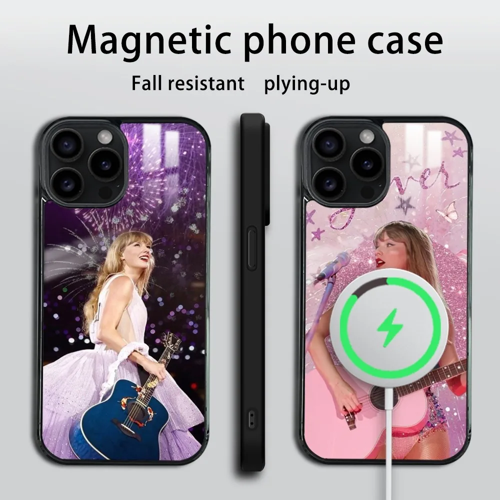 Singer T-Taylor S-Swifts Phone Case For iPhone 16 15 14 13 12 11 PRO MAX PLUS Mini Magnetic wireless mirror phone case