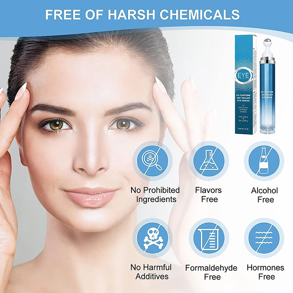

15ml 5% Caffeine Eye Roller Serum Reduces Dark Circles Puffiness for All Skin Types Anti-Aging Eye Serum Roller