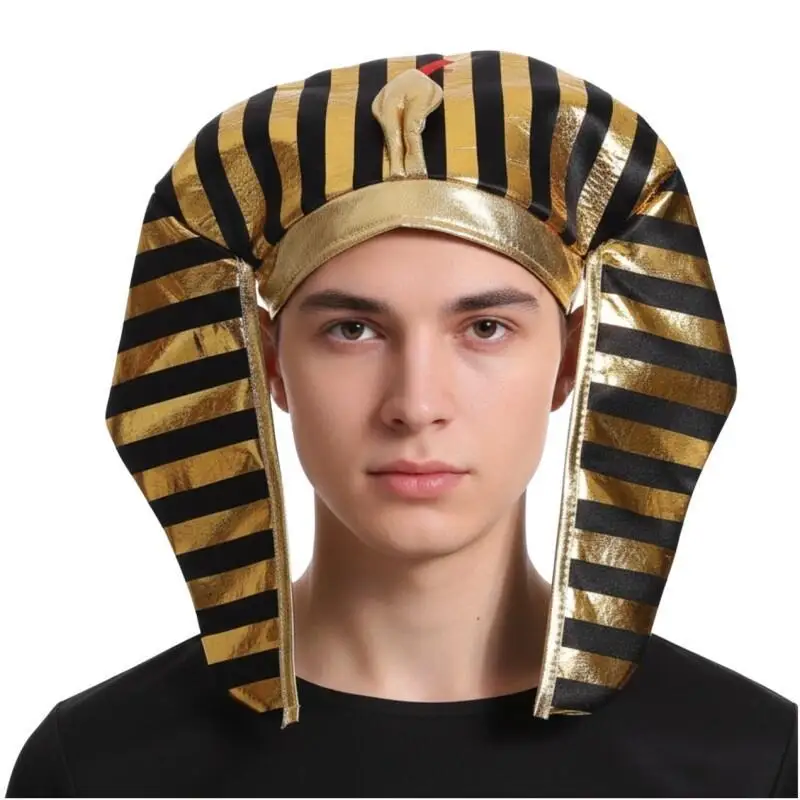 레트로 이집트 파라오 블랙 골든 스네이크 헤드 모자 창의적인 파티 헤드피스 할로윈 부활절 코스프레 공연 소품에 적합