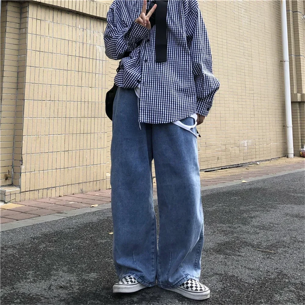 Men Jeans Wide Leg Denim Pant Loose Straight Baggy Men's  Streetwear Skateboard Pants S-5XL Neutral Trousers Hip Hop Casual