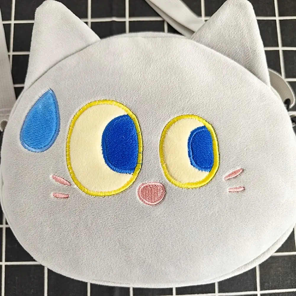 Portátil Zipper Plush Doll Crossbody Bag, Carteira do telefone dos desenhos animados, Bolsa de ombro do gato, Item pequeno, Bolsa, Presente bonito