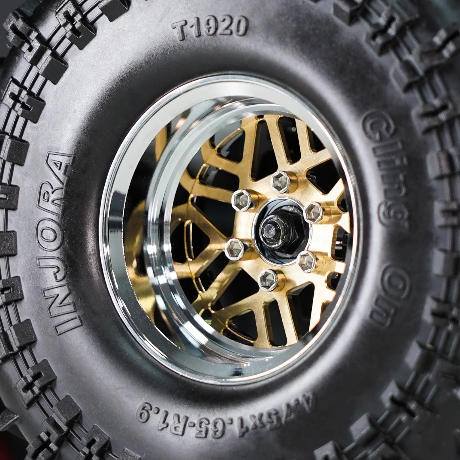 INJORA -9,65 mm versetztes 1,9" ModuWheel Beadlock-Räder aus Messing und Aluminium für 1/10 RC Crawler – Detail 17