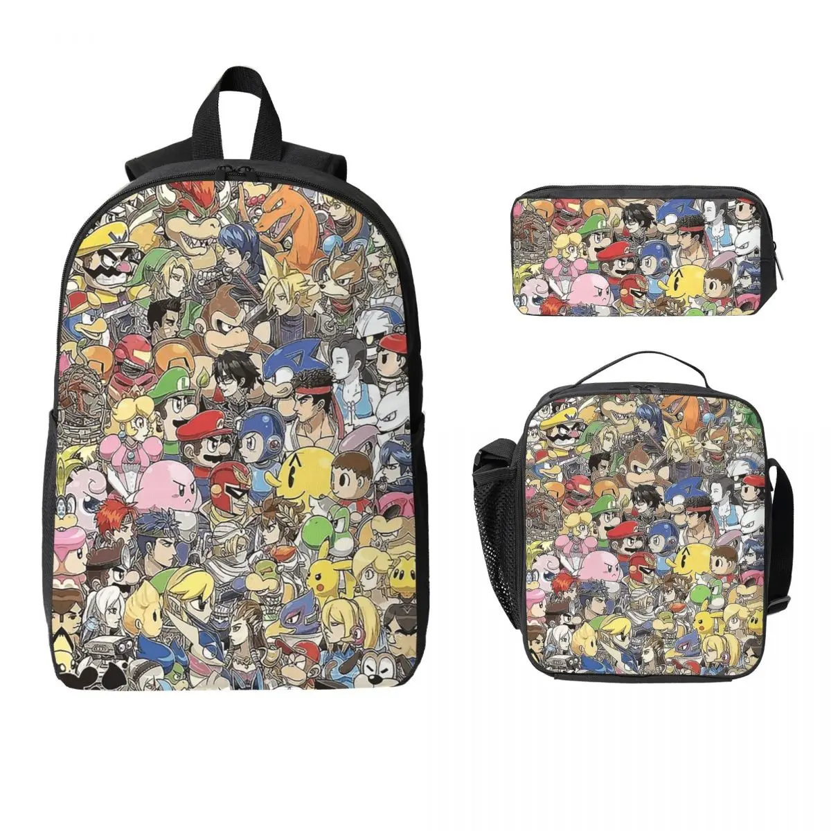 

Illustration Oil Of A Picture Backpack Boys Girls BookBag School Bag Computer Shoulder Bags 3ps Insulated Lunch Bag Pencil Case