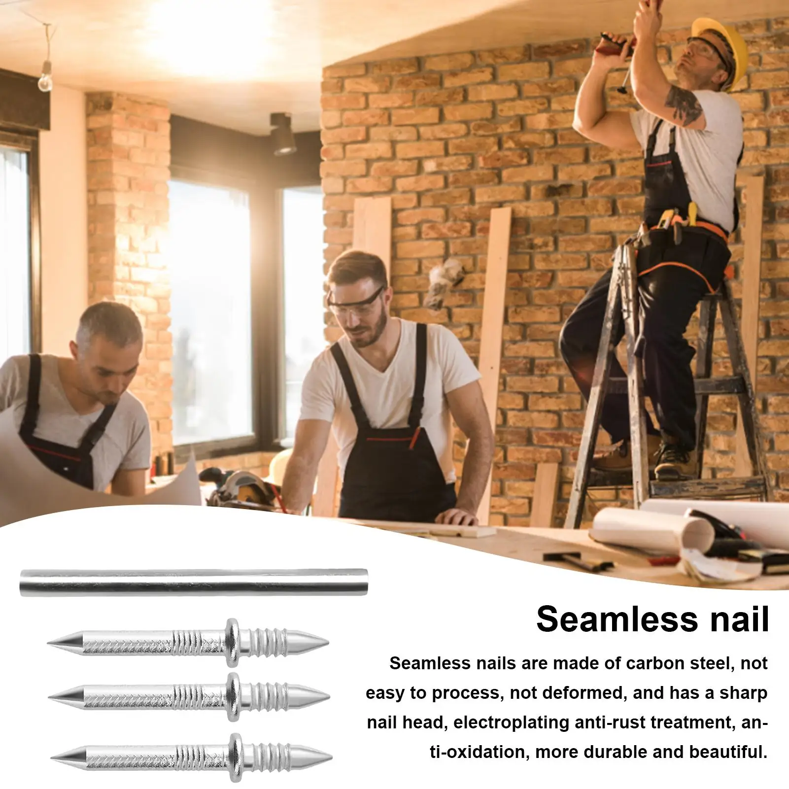 100Pcs Double Headed Nail Skirting Board With 1 Sleeve Rust-Proof Nails Wood No Trace Fixator Woodworking Tools ﻿