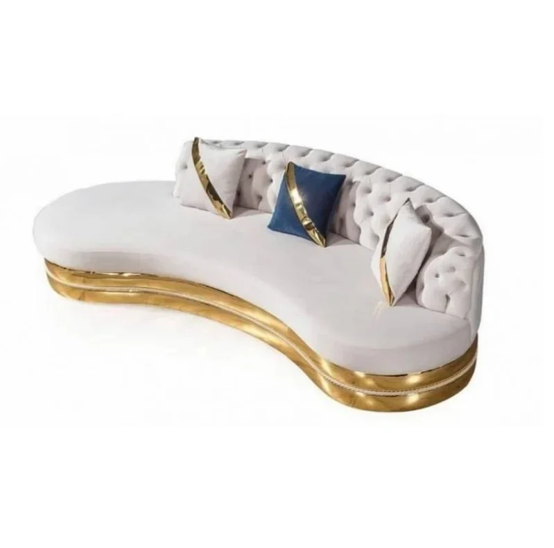 

Furniture High Quality Luxury Living Room Gold Stainless Steel Sofa Velvet Upholstered Home Sofa