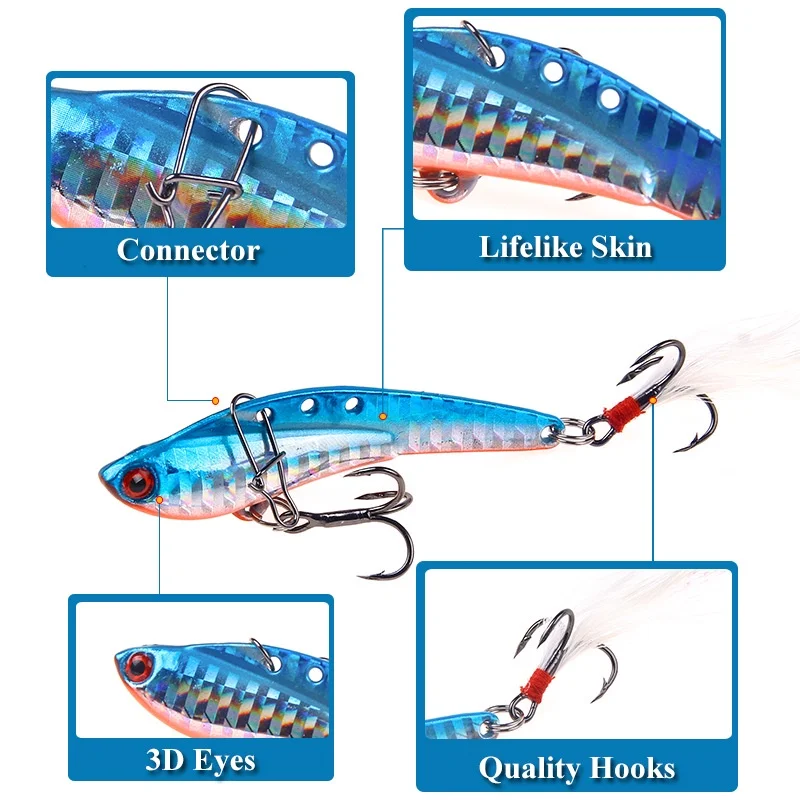 13g/18g/25g/30g Fishing Jig Spoon Lures VIB Metal Blade Baits Fishing Spoon Crankbaits for Trout Bass Salmon Lure