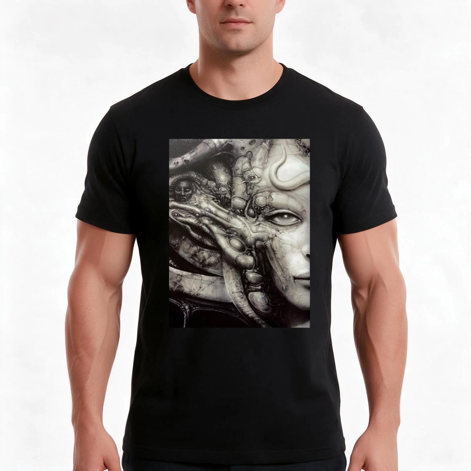 HR Giger - Li (Detail) T-Shirt Summer Casual Cotton Tee Oversized Streetwear Tops Vintage Graphic Print Unisex Men Women
