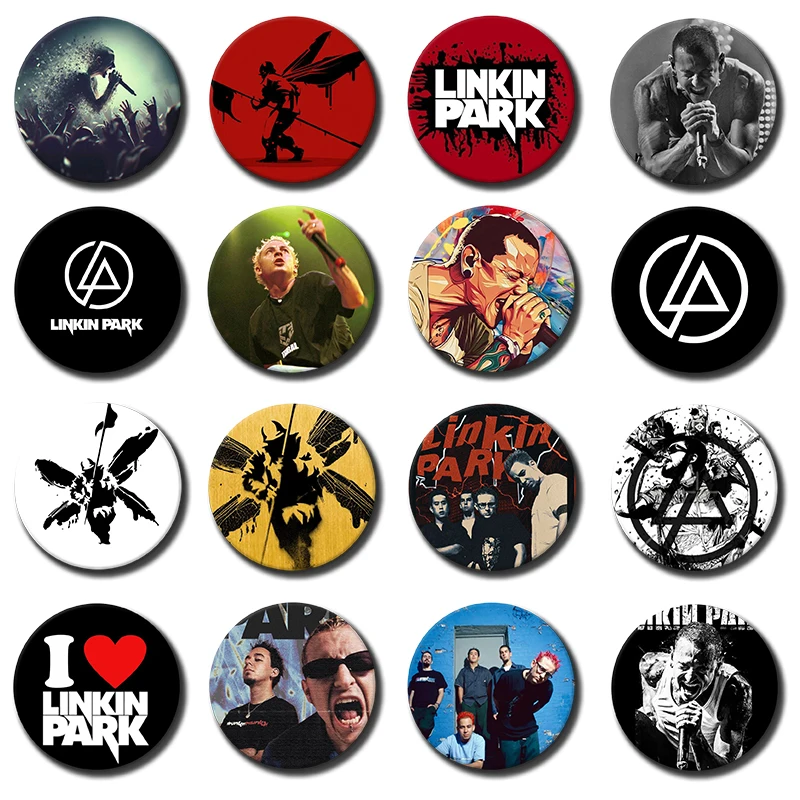 58mm Rock Band Linkin Park Anime Oft Button Pin Creativity Manga Round Badge Cartoon Brooches For Bag Jacket Collar Decor Gift
