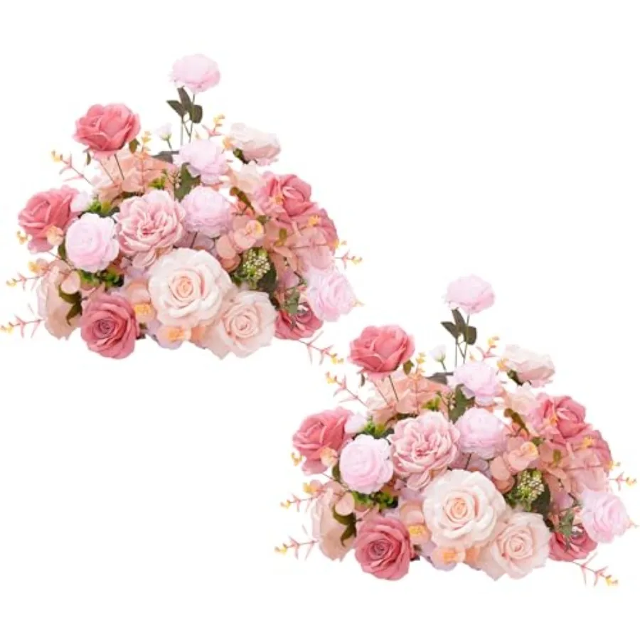 

2pcs 17inch Pink Free Standing Flowers Ball Bouquet Artificial Rose Arrangements Balls for Wedding Centerpieces Tables Chair Ai
