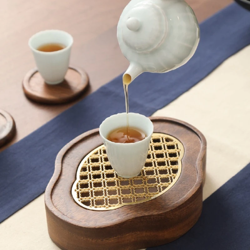 Mini Solid Wood Tea Tray Chinese Style Retro Water Storage Pot Holder Portable Outdoor Travel Small Dry Bubble Tea Table Durable