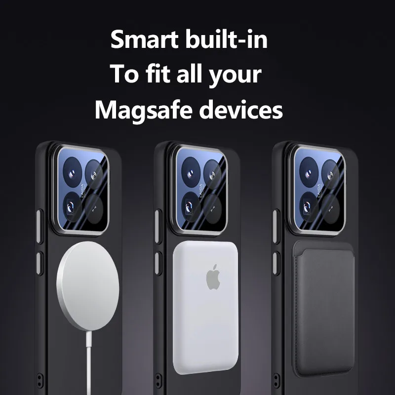 حافظة هاتف مغناطيسية بحامل معدني لهاتف Magsafe لهاتف Xiaomi 15 Pro 15 غطاء حماية للعدسة Macsafe