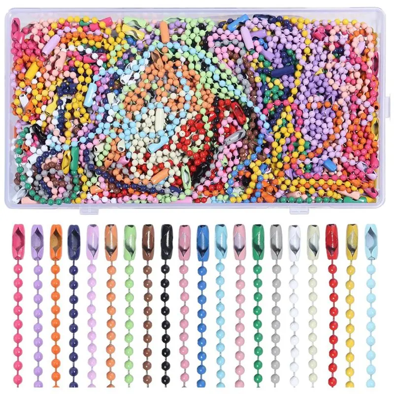 mixed-color-ball-bead-chains-1000-pieces-includes-connectors-for-crafts-and-decorations