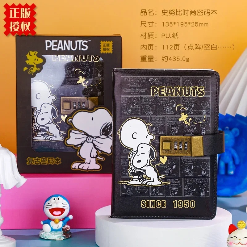 PEANUTS Anime Snoopy Hand Ledger Hard Surface Buckle European Style Retro Christmas Diary Notebook Student  Stationery Kid Gifts