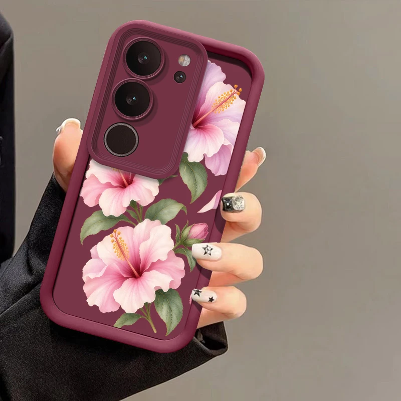 Flower Pink Lily Pattern Phone Case For Xiaomi Poco M8 M7 M5S M4 M3 M2 Pro M6 Plus Soft Silicone Shockproof Full Protection Capa