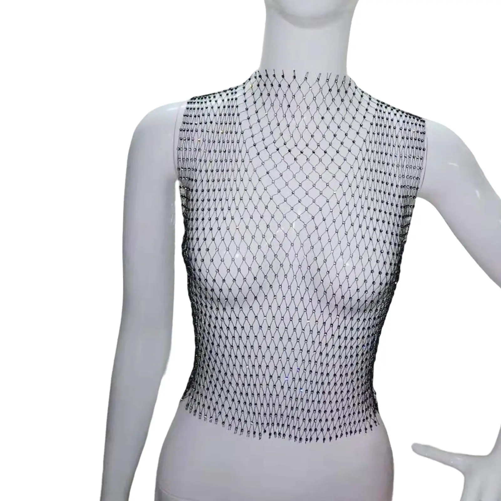 Women Mesh Crop Top Outfits Tank Top Clubwear Hollow Out Streetwear for Dance Beach Nightclub Party Costumes Accessories