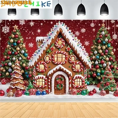 

Christmas Day New Year Party Photography Backdrops Prop Window Living Room Interior Xmas Tree Snow Theme Photo Background BG-34