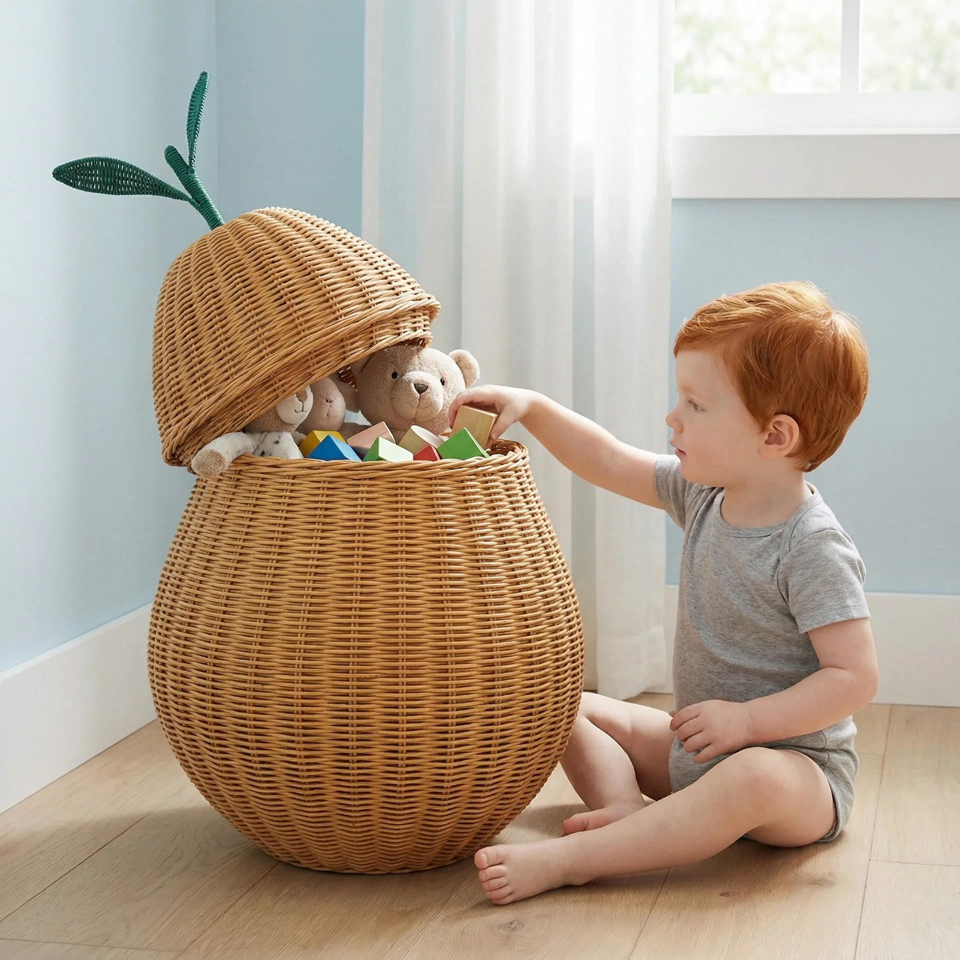 Nordic handmade cartoon cute rattan Sydney sundries dirty clothes doll toy storage decorative basket