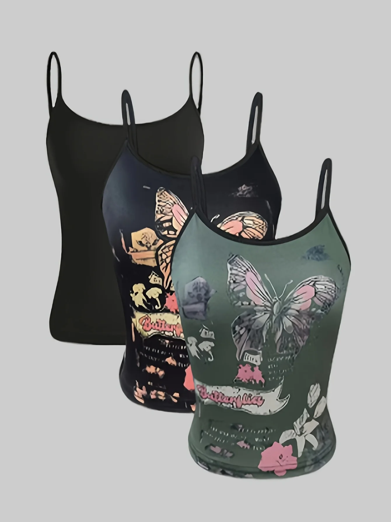 Three-piece women's large-size halter top - printed sleeveless halter top vest