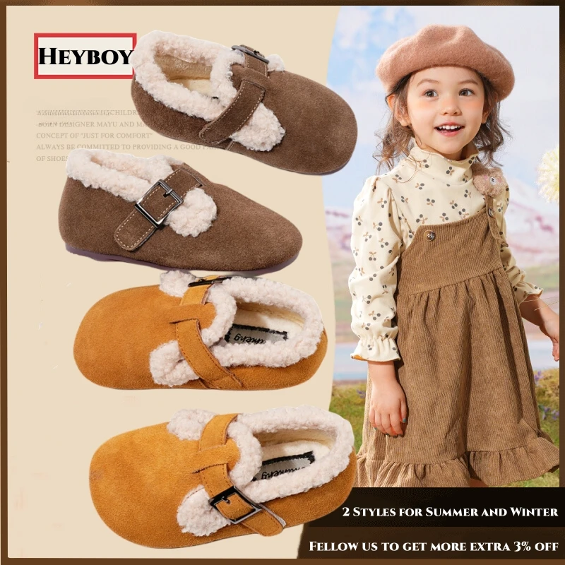 Children Flats Shoes for Winter,Warm Plush Cotton Snow Boots,Soft Sole Anti-Slippery Footwear for Baby Girl First Walker