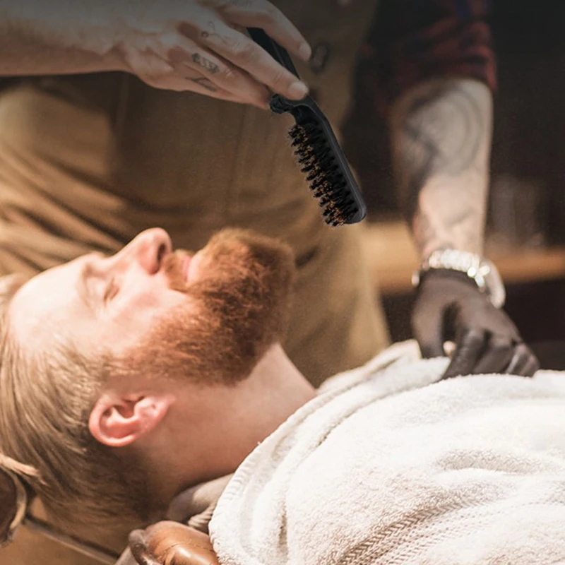 1 pz morbido setola di cinghiale barba spazzola parrucchiere pettine per lo styling dei capelli per barba pennello da barba da uomo piega barba e baffi pennello