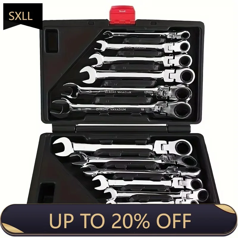 

SXLL 12 шт. метрический регулируемый комплект торцевых ключей 8-19 мм с корпусом, прочный стальной ручной комплект CR-V для домашнего использования в гараже, в комплект входит 17