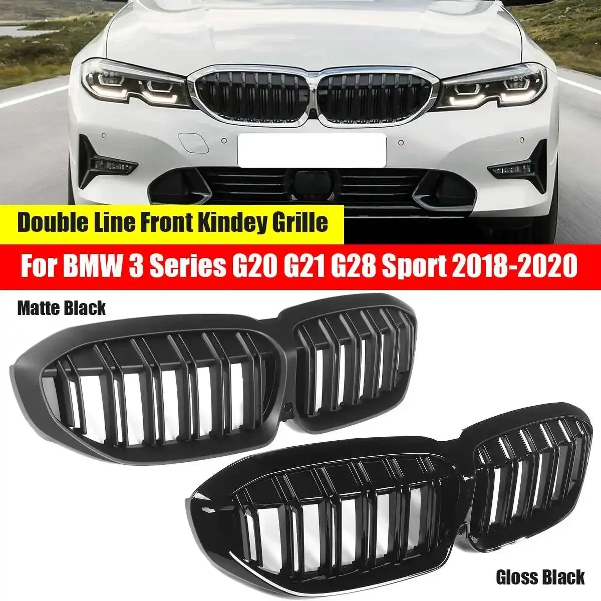 

Car Styling Middle Grille For BMW 3 Series G20 G21 2018 2019 2020 ABS Front Bumper Grill Auto Center Grille