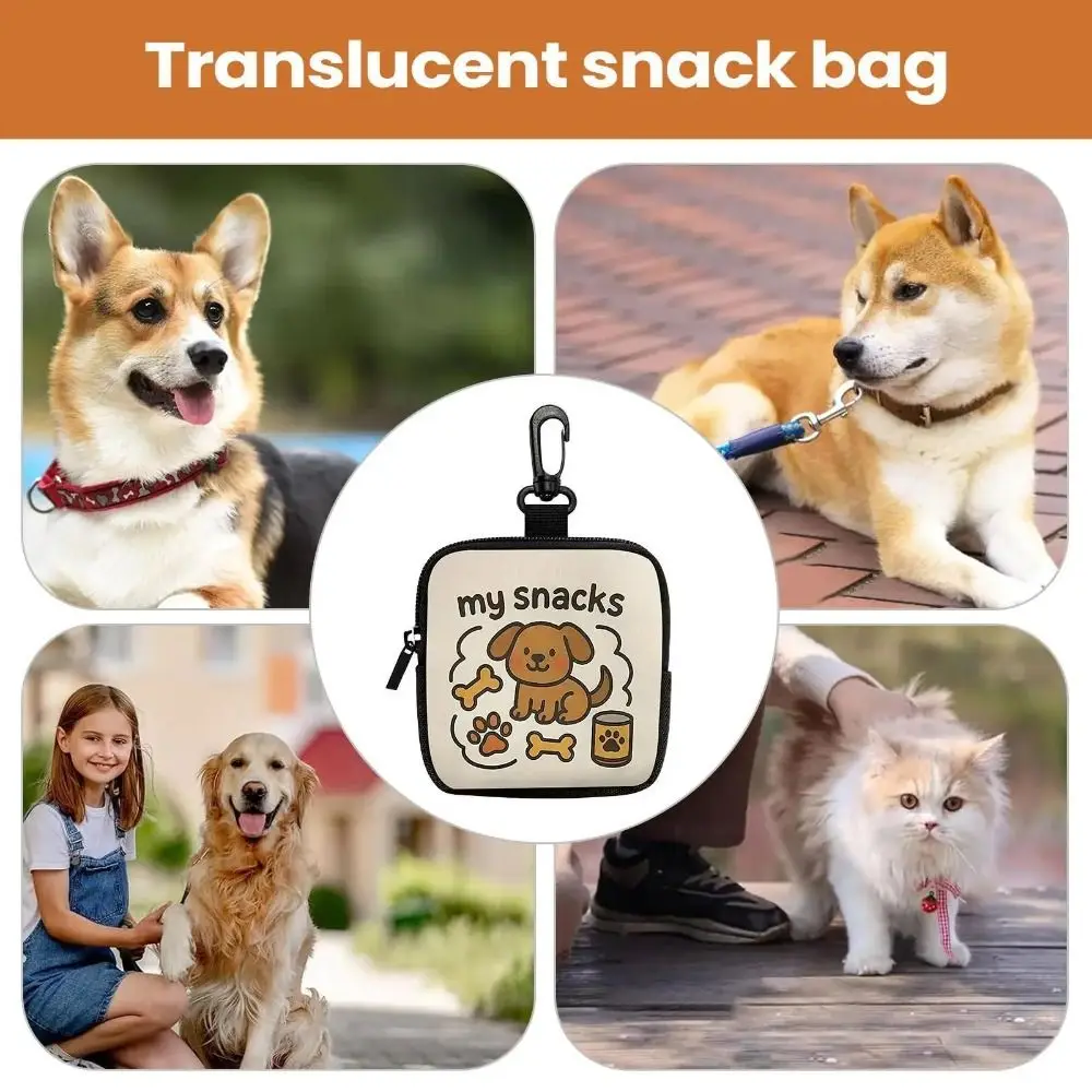 Portable Canvas Dog Treat Pouch PVC Semi-transparent Pet Training Pouch Multi-Purpose Snack Pouch Camping