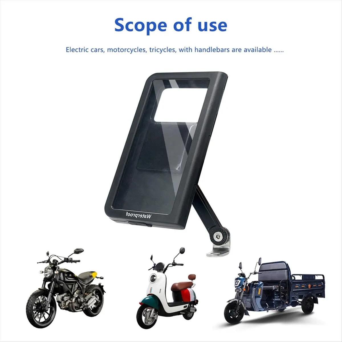 plplp Phone Holder Motorcycle Bicycle Waterproof Case Rearview Mirror Mount Base Touch-Screen Scooter Phone Holder
