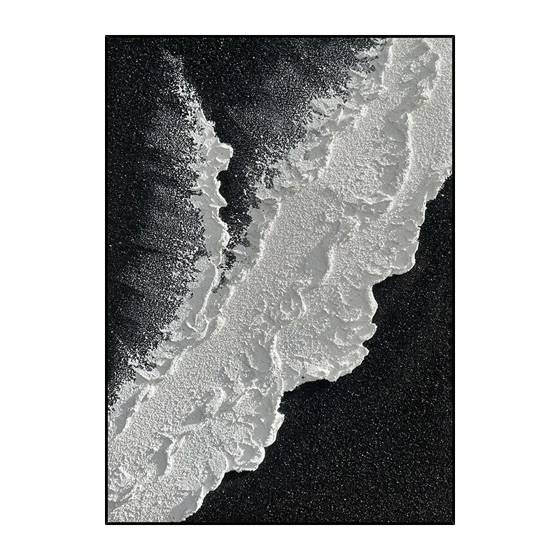 

Hand painted oil painting floor decorative painting black and white wave three-dimensional texture abstract painting