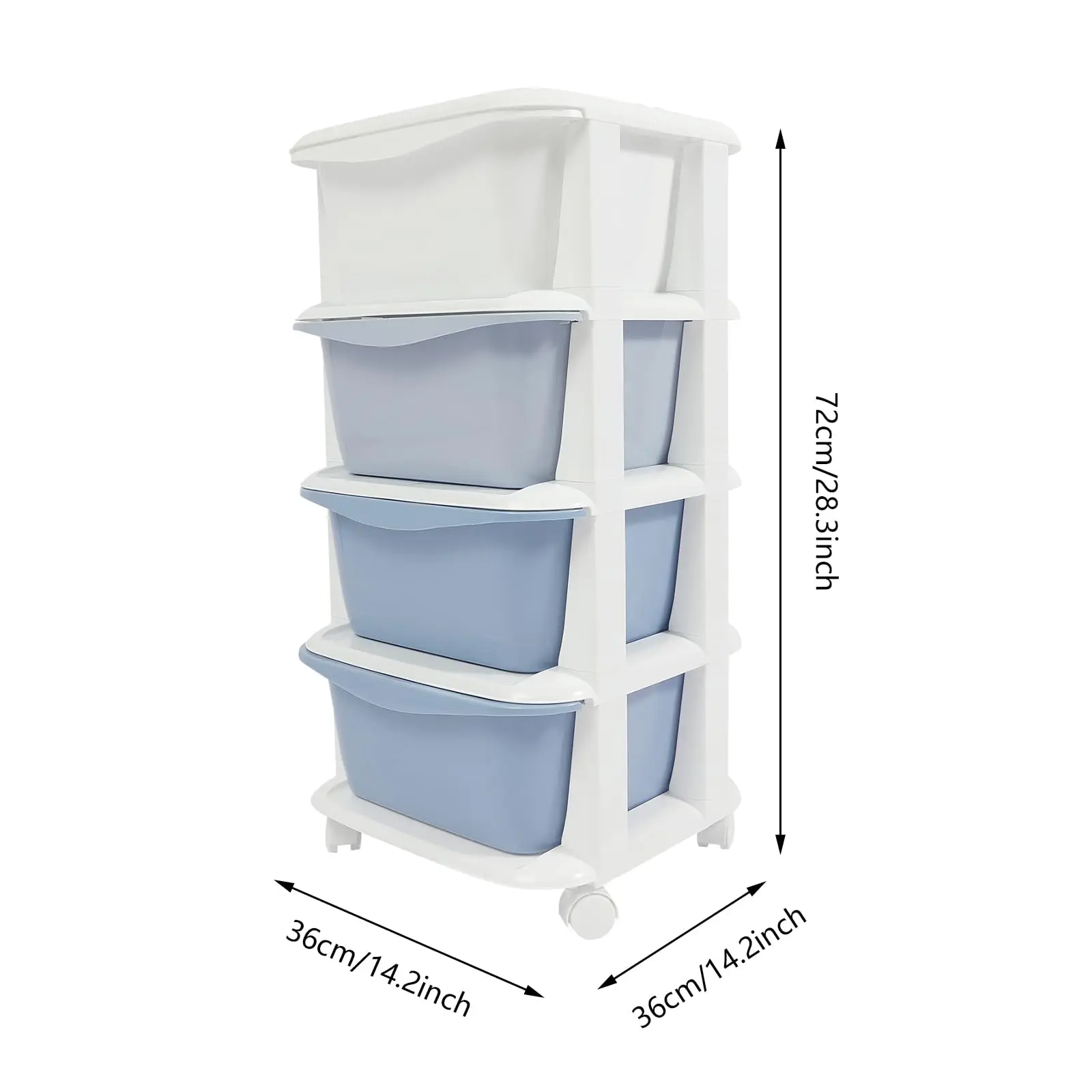 4 Tier Rolling Storage Drawer Cart, Plastic Storage Trolley with Wheels 4 Drawer Organizer Bins Utility Cart for Living Room Bat