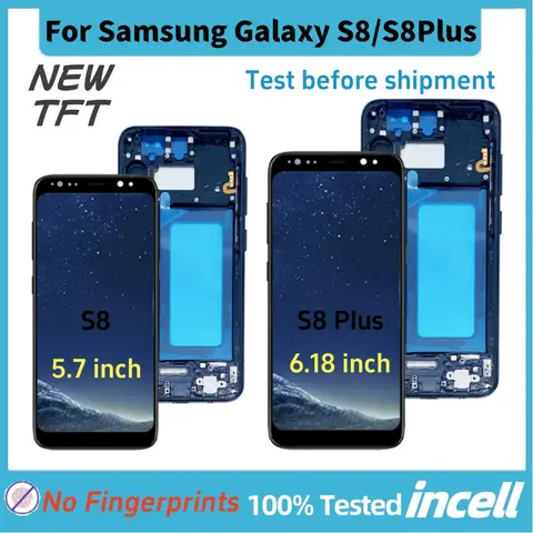100% New TFT Incell Display For Samsung Galaxy S8 G950 S8+ Plus G955 LCD+Touch Screen Digitizer Assembly Replacement with Frame