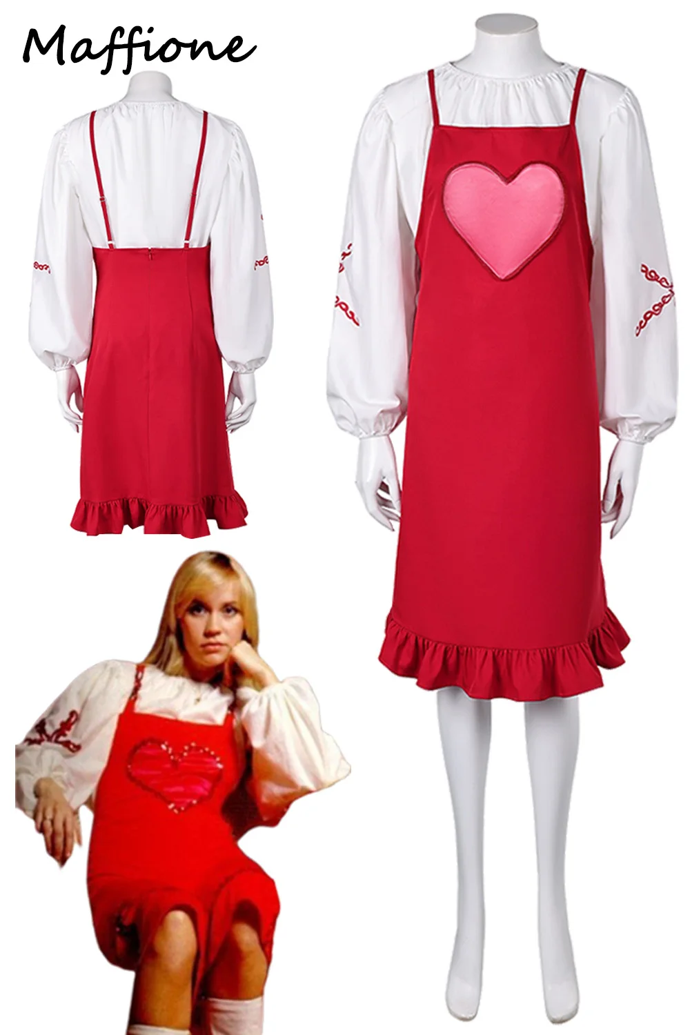 Agnetha Faltskong Cosplay ABBA Costume 70s Retro Band Roleplay Women Pink Love Dress Shirts Set Female Halloween Party Suits