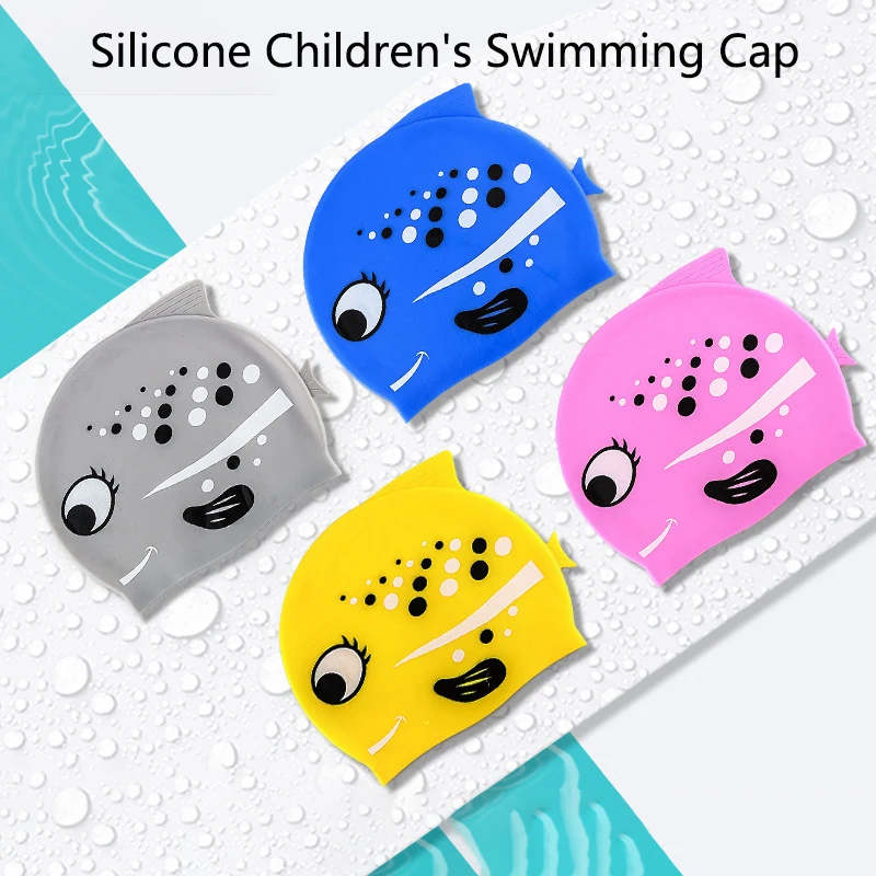 

New Children Cartoon Swimming Cap Kids Waterproof Elastic Silicone Swiming Pool Water Sport Protect Ears Hat boys girls Swim Hat