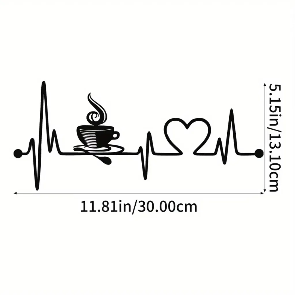 CIFBUY Iron Wall Art Coffee Lover Gift Heartbeat Humorous Sign For Cafe Bar Home Kitchen Decor