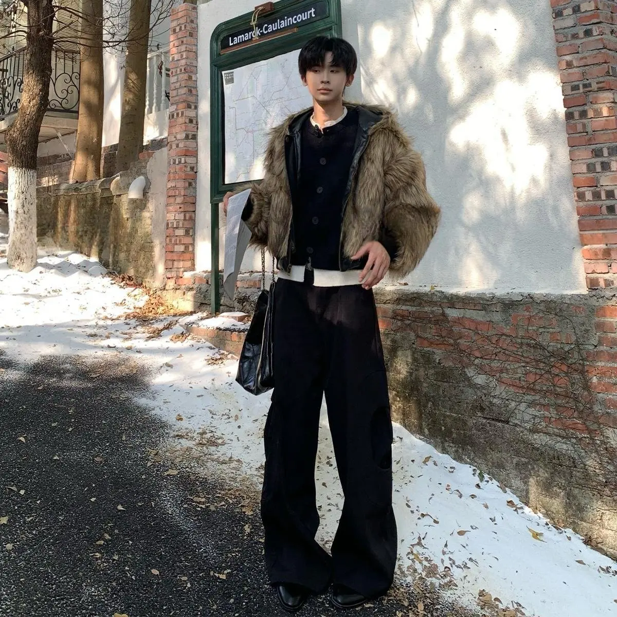 

Outdoor 2025 Fox Like Men's Winter New Thick Fur Fashion Coat Fur Integrated Jacket Warm and Trendy