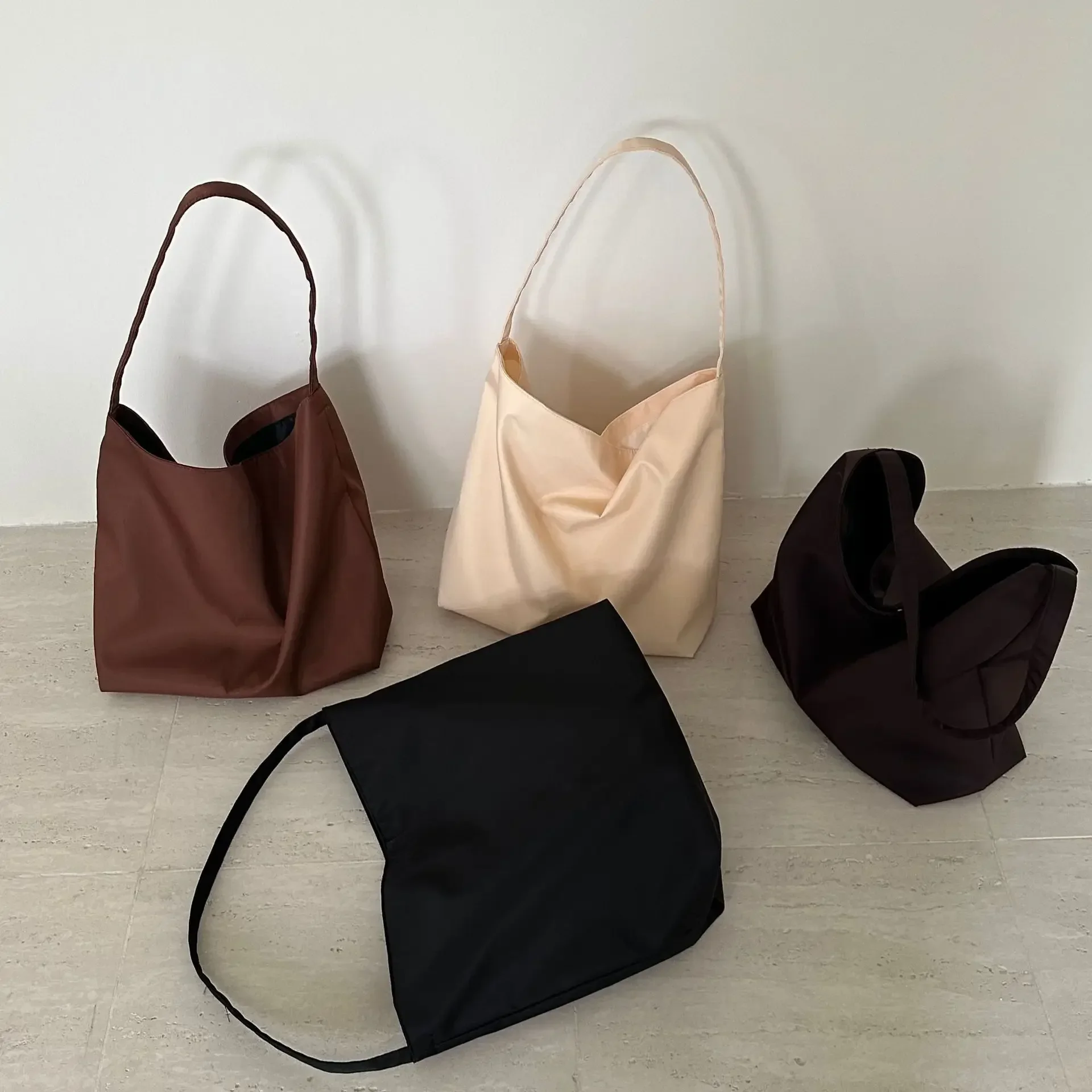 Bags for Women Large Capacity Shoulder Nylon Bag Tote Bag Simple Casual All Match Solid Color Portable Commuter Bag Handbags