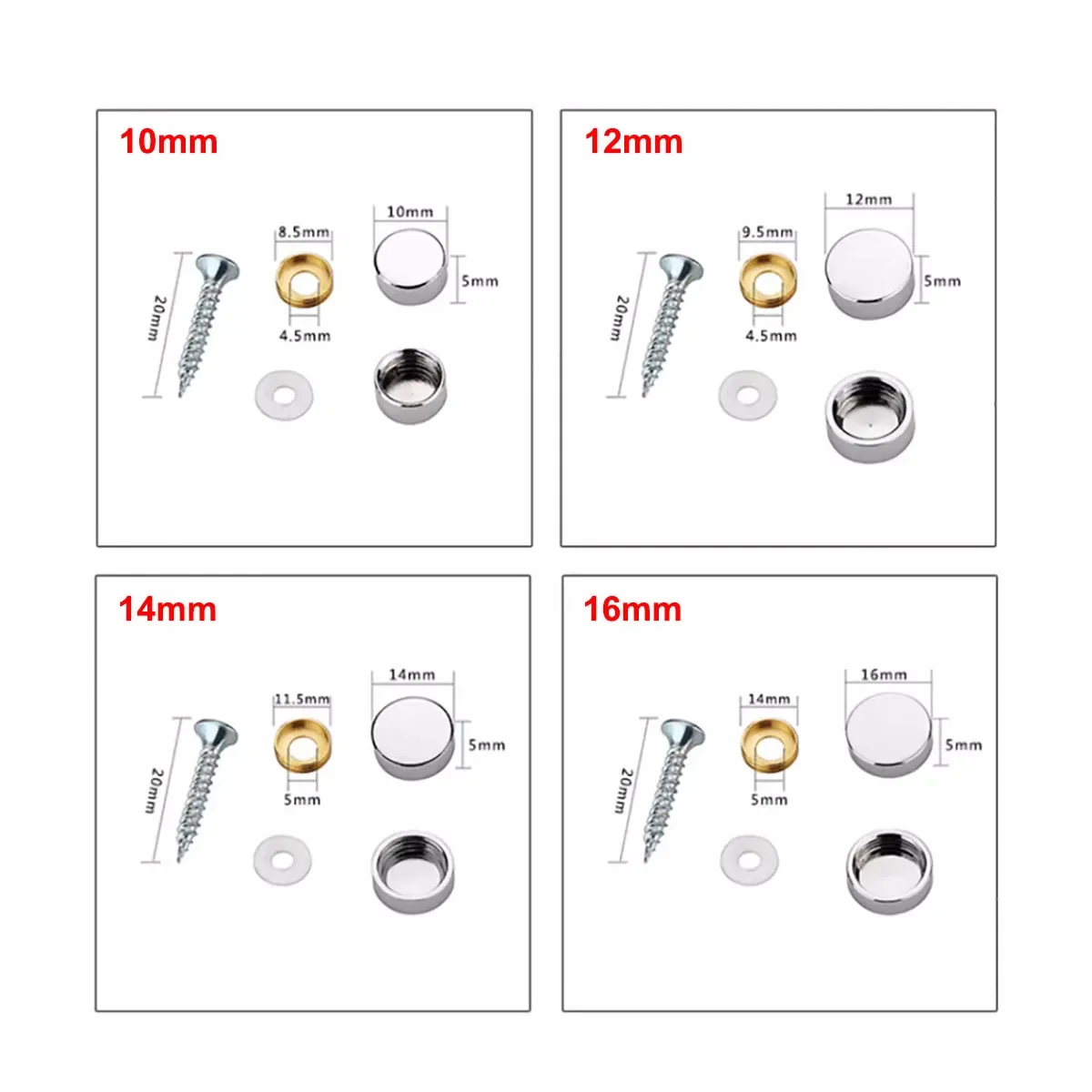 Tappo decorativo in vetro pubblicitario in ottone coperchio a vite autofilettante per fissaggio a specchio in piastrelle di ceramica acrilica