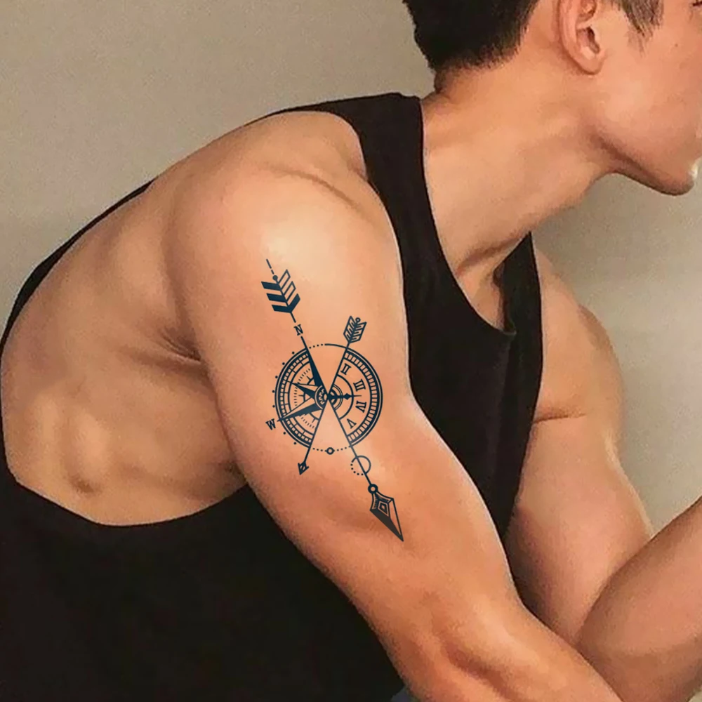 Juice Ink Lasting Waterproof Temporary Tattoo Sticker Clock Compass Geometry Flame Thorns Dragon Fake Tatoo Body Art Men Women