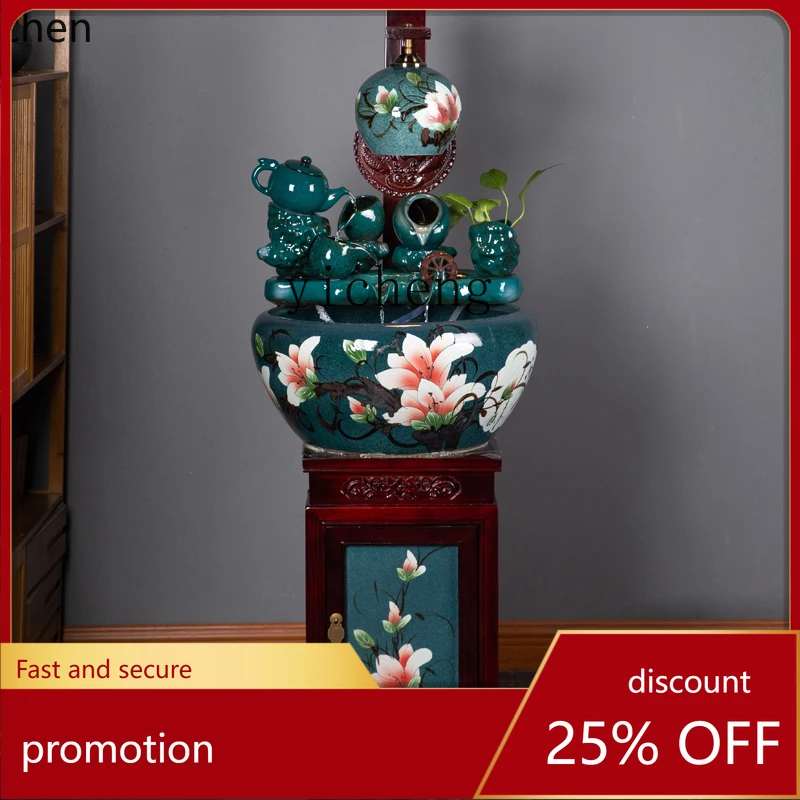 

HXL ceramic cabinet water landscaping fish tank ornament living room office fountain floor-to-ceiling water feature ornament