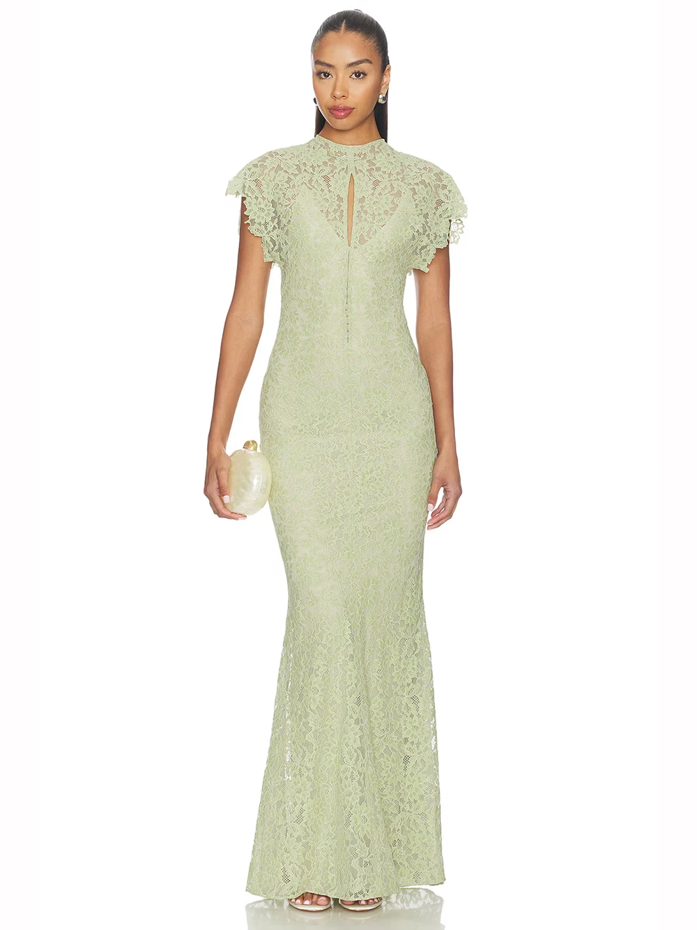 Modphy Elegant Lace Long Dress Women's Flying Sleeve Bodycon 2-piece Dress Evening Party Cocktail Female Winter Autumn