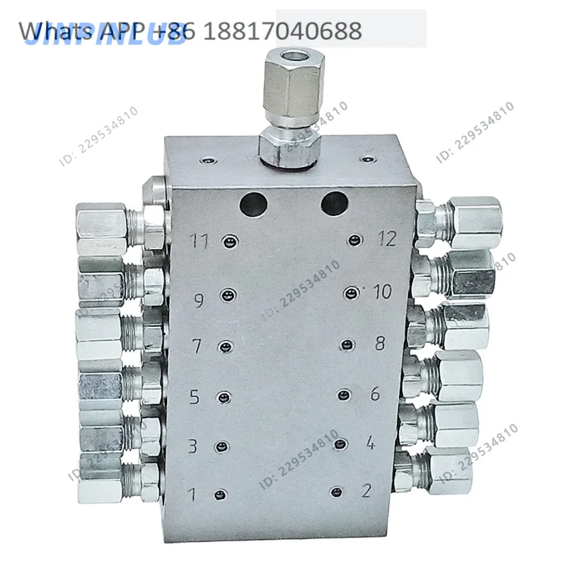 Vanne de distribution progressive JPQA plaquée zinc blanc JPQA-12 (zinc blanc) avec raccordement d'entrée et de sortie pour tuyau de 6 mm