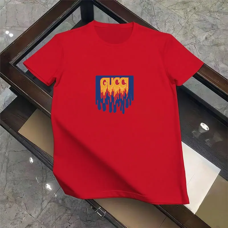 العلامة التجارية الجديدة الرجال الصيف الفاخرة الأزياء العلامة التجارية الدولية الكرتون تي شيرت مطبوع القطن الياقة المستديرة الترفيه مدينة Y2K فضفاض المحملة