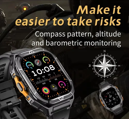 Imagen 2 del producto 2025 nuevo para Xiaomi militar al aire libre reloj inteligente hombres GPS Bluetooth llamada 1,96 ""Pantalla AMOLED 5ATM impermeable deportes Smartwatch