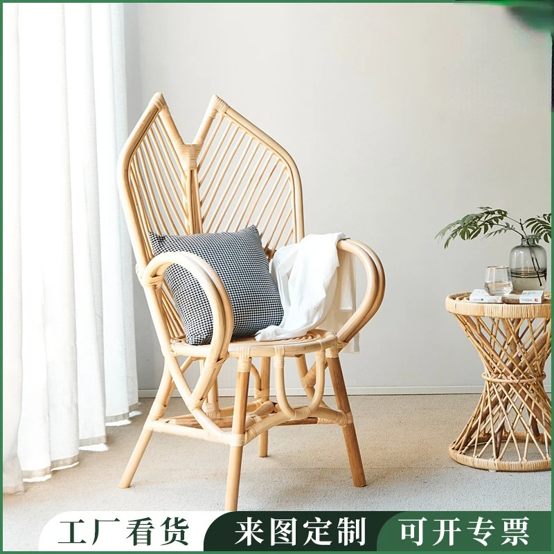 The product can be customized. Simple rattan chair recliner Nordic style armchair B&B creative boss chair home