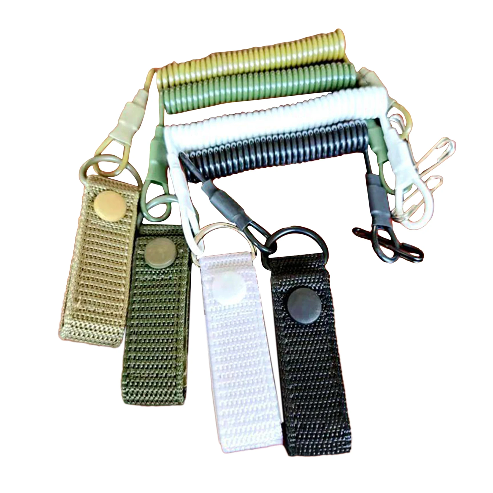 Elastic Lanyard Rope Tactical Anti-lost Military Spring Safety Strap Gun Rope For Key Ring Chain Flashlight Spring Safety Strap